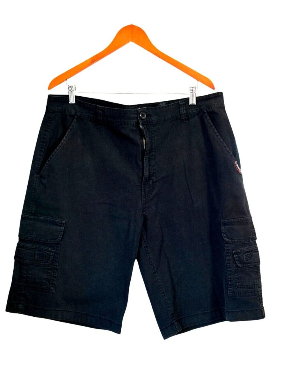 Akademiks Mens Black Cargo Shorts Size 40 Cotton/Spandex with Multiple Pockets &